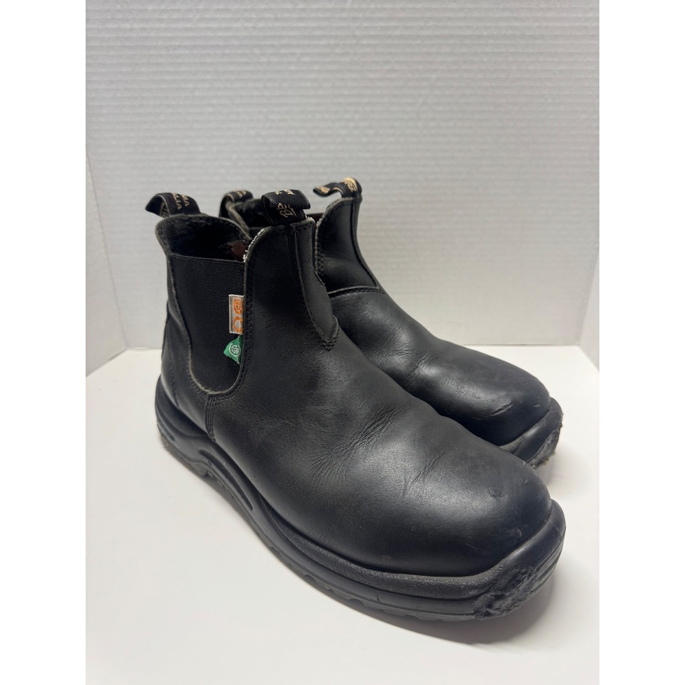 Blundstone 163 CSA Greenpatch Steel Toe Work Boots Black Leather AU 9 US 10